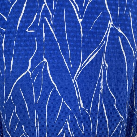 Vintage Adele Simpson Women Silk Midi Dress Medium Royal Blue Long Sleeve Ruffle - Picture 9 of 14